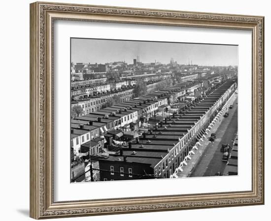 Aerial View of Town Houses in Baltimore-Dmitri Kessel-Framed Photographic Print