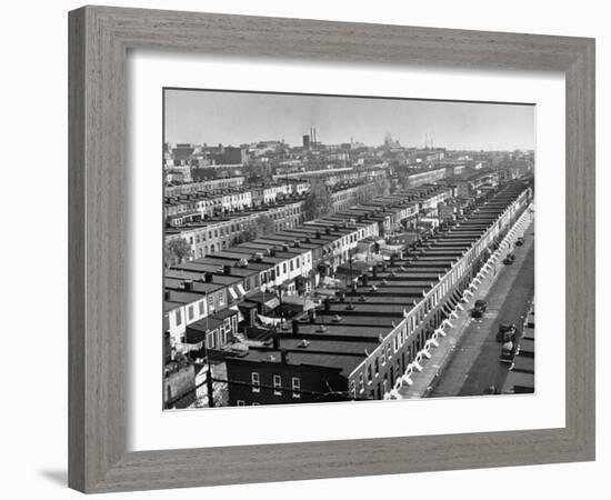 Aerial View of Town Houses in Baltimore-Dmitri Kessel-Framed Photographic Print