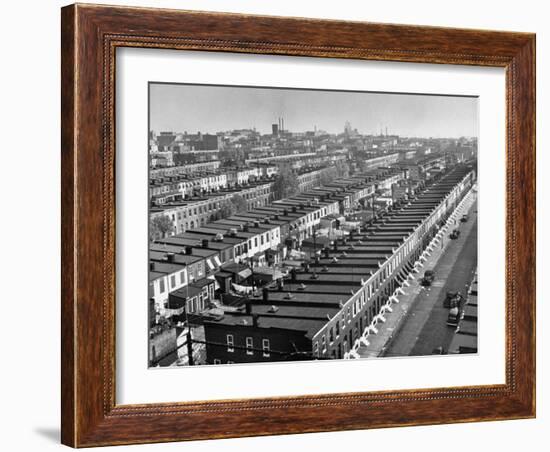 Aerial View of Town Houses in Baltimore-Dmitri Kessel-Framed Photographic Print