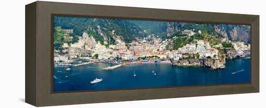 Aerial View of Towns, Amalfi, Atrani, Amalfi Coast, Salerno, Campania, Italy-null-Framed Premier Image Canvas