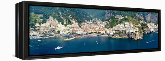 Aerial View of Towns, Amalfi, Atrani, Amalfi Coast, Salerno, Campania, Italy-null-Framed Premier Image Canvas