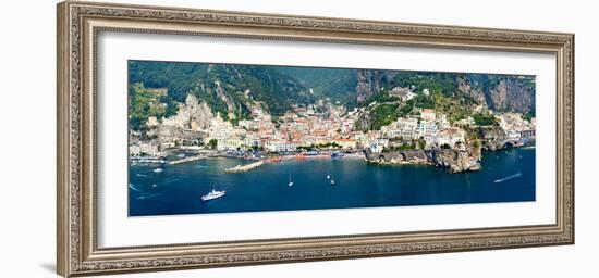 Aerial View of Towns, Amalfi, Atrani, Amalfi Coast, Salerno, Campania, Italy-null-Framed Photographic Print