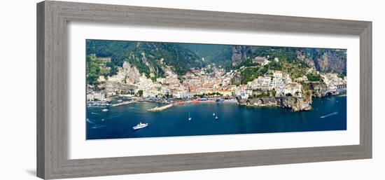 Aerial View of Towns, Amalfi, Atrani, Amalfi Coast, Salerno, Campania, Italy-null-Framed Photographic Print