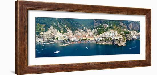 Aerial View of Towns, Amalfi, Atrani, Amalfi Coast, Salerno, Campania, Italy-null-Framed Photographic Print