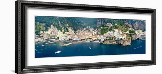 Aerial View of Towns, Amalfi, Atrani, Amalfi Coast, Salerno, Campania, Italy-null-Framed Photographic Print