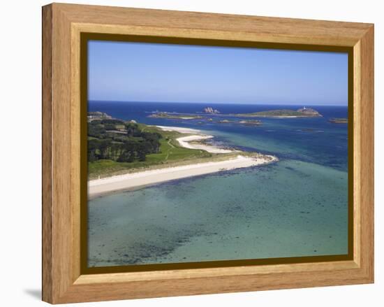 Aerial View of Tresco, Isles of Scilly, England, United Kingdom, Europe-Peter Barritt-Framed Premier Image Canvas