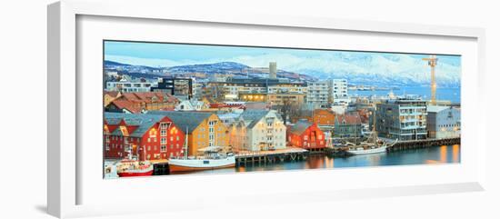 Aerial View of Tromso Cityscape at Dusk Troms Norway-vichie81-Framed Photographic Print