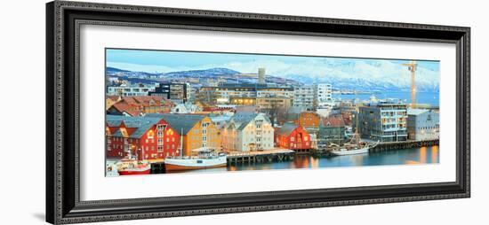 Aerial View of Tromso Cityscape at Dusk Troms Norway-vichie81-Framed Photographic Print