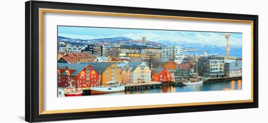 Aerial View of Tromso Cityscape at Dusk Troms Norway-vichie81-Framed Photographic Print