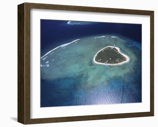 Aerial View of Tropical Island, Tavarua Island, Fiji-Neil Farrin-Framed Photographic Print