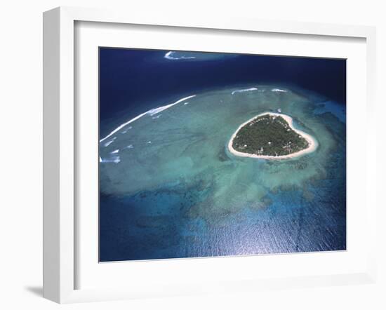 Aerial View of Tropical Island, Tavarua Island, Fiji-Neil Farrin-Framed Photographic Print