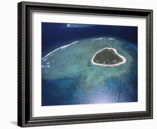 Aerial View of Tropical Island, Tavarua Island, Fiji-Neil Farrin-Framed Photographic Print