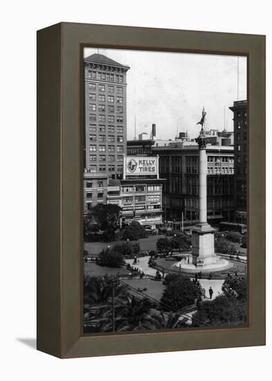 Aerial View of Union Square - San Francisco, CA-Lantern Press-Framed Stretched Canvas