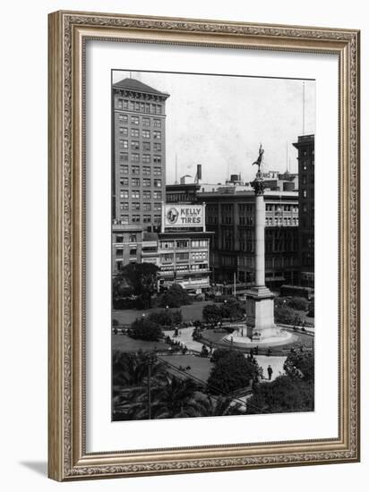 Aerial View of Union Square - San Francisco, CA-Lantern Press-Framed Art Print