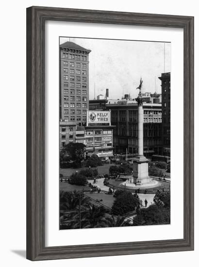 Aerial View of Union Square - San Francisco, CA-Lantern Press-Framed Art Print