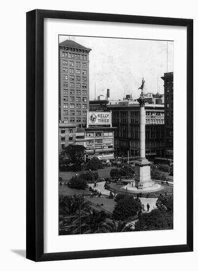 Aerial View of Union Square - San Francisco, CA-Lantern Press-Framed Art Print