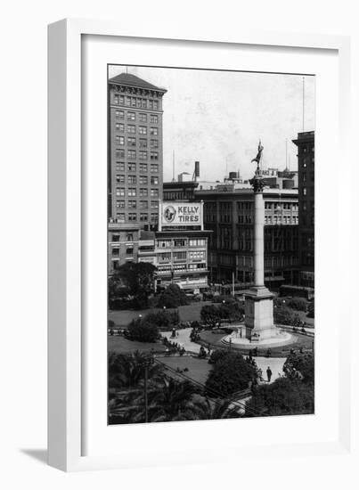 Aerial View of Union Square - San Francisco, CA-Lantern Press-Framed Art Print