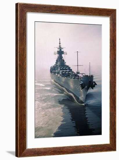 Aerial View of USS New Jersey Entering Bay-Harold Wise-Framed Photographic Print