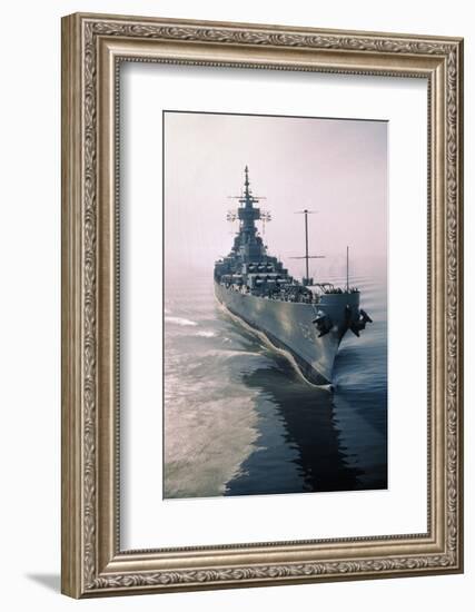 Aerial View of USS New Jersey Entering Bay-Harold Wise-Framed Photographic Print