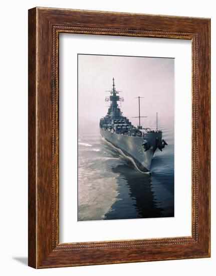 Aerial View of USS New Jersey Entering Bay-Harold Wise-Framed Photographic Print