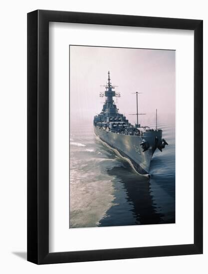 Aerial View of USS New Jersey Entering Bay-Harold Wise-Framed Photographic Print