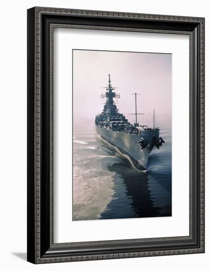 Aerial View of USS New Jersey Entering Bay-Harold Wise-Framed Photographic Print