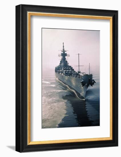 Aerial View of USS New Jersey Entering Bay-Harold Wise-Framed Photographic Print