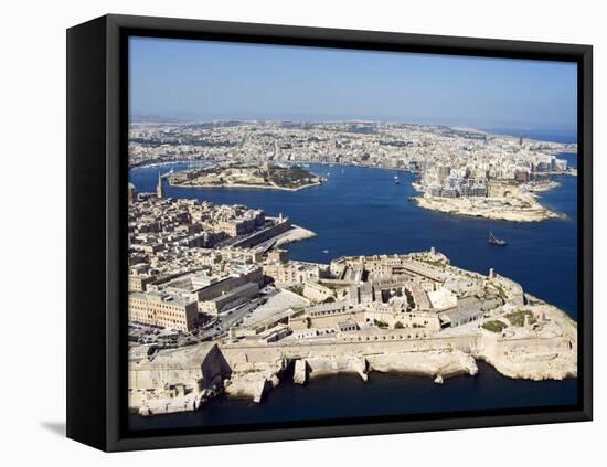 Aerial View of Valletta and St. Elmo Fort, Manoel Island, and Dragutt Point on the Right, Malta-Tondini Nico-Framed Premier Image Canvas