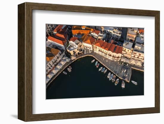 Aerial view of Venetian harbor, Rethymno, Crete, Greek Islands, Greece, Europe-Markus Lange-Framed Photographic Print