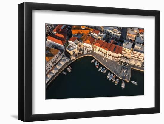 Aerial view of Venetian harbor, Rethymno, Crete, Greek Islands, Greece, Europe-Markus Lange-Framed Photographic Print