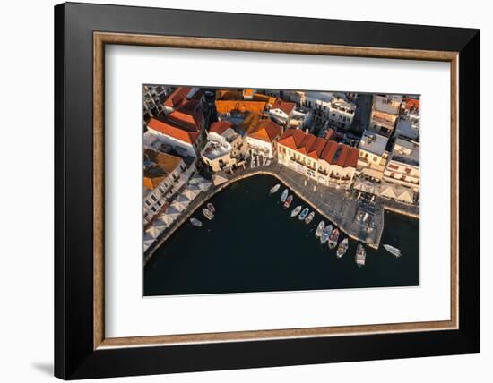 Aerial view of Venetian harbor, Rethymno, Crete, Greek Islands, Greece, Europe-Markus Lange-Framed Photographic Print