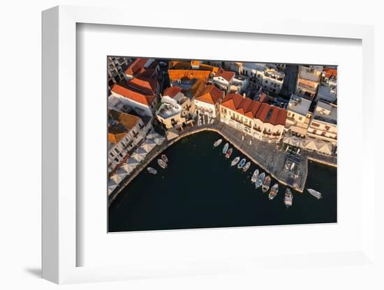 Aerial view of Venetian harbor, Rethymno, Crete, Greek Islands, Greece, Europe-Markus Lange-Framed Photographic Print