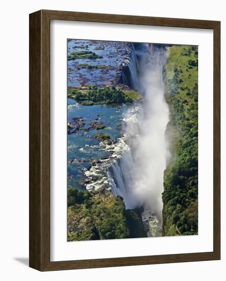 Aerial View of Victoria Falls, Waterfall, and the Zambesi River, Zimbabwe-Miva Stock-Framed Photographic Print