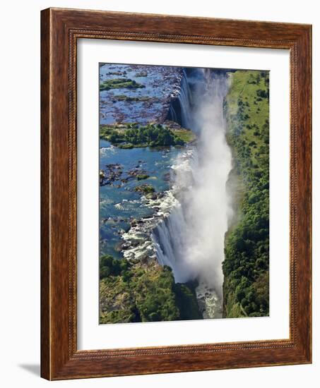 Aerial View of Victoria Falls, Waterfall, and the Zambesi River, Zimbabwe-Miva Stock-Framed Photographic Print