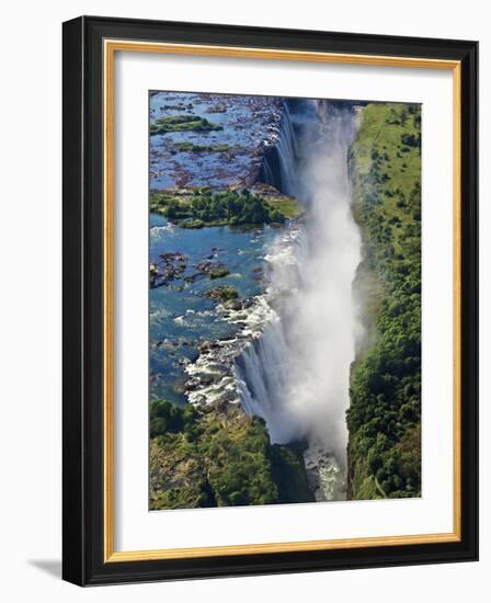 Aerial View of Victoria Falls, Waterfall, and the Zambesi River, Zimbabwe-Miva Stock-Framed Photographic Print