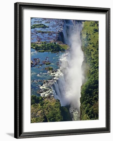 Aerial View of Victoria Falls, Waterfall, and the Zambesi River, Zimbabwe-Miva Stock-Framed Photographic Print