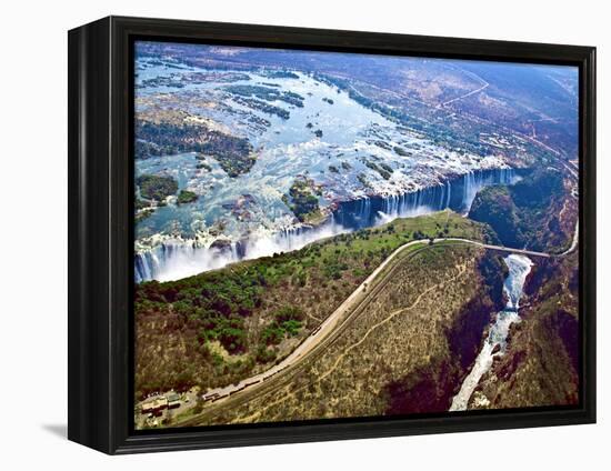 Aerial View of Victoria Falls, Waterfall, and the Zambesi River, Zimbabwe-Miva Stock-Framed Premier Image Canvas