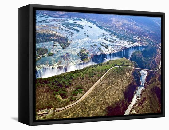 Aerial View of Victoria Falls, Waterfall, and the Zambesi River, Zimbabwe-Miva Stock-Framed Premier Image Canvas