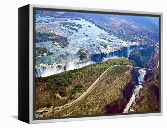 Aerial View of Victoria Falls, Waterfall, and the Zambesi River, Zimbabwe-Miva Stock-Framed Premier Image Canvas