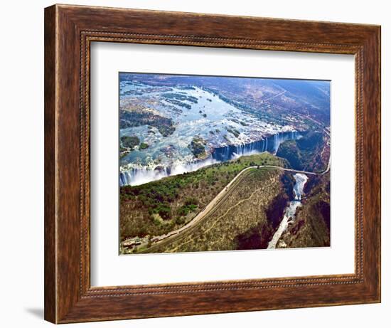 Aerial View of Victoria Falls, Waterfall, and the Zambesi River, Zimbabwe-Miva Stock-Framed Photographic Print