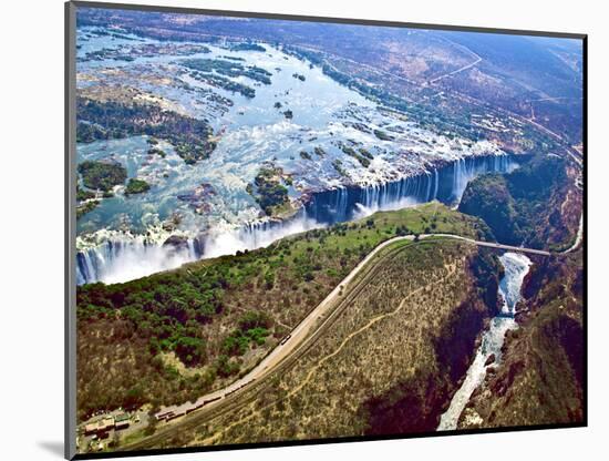 Aerial View of Victoria Falls, Waterfall, and the Zambesi River, Zimbabwe-Miva Stock-Mounted Photographic Print