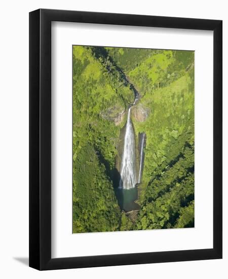 Aerial View of Waterfall in Waimea Canyon-Terry Eggers-Framed Photographic Print