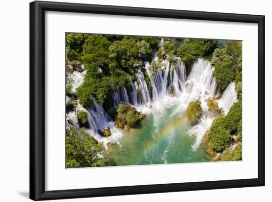 Aerial View of Waterfall with Rainbow-Studio Hrg-Framed Photographic Print