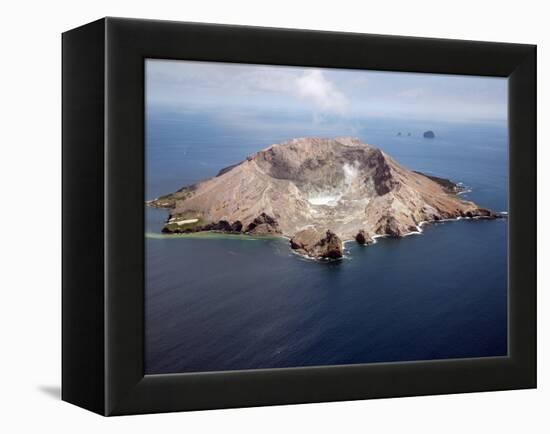 Aerial View of White Island Volcano with Central Acidic Crater Lake, Bay of Plenty, New Zealand-Stocktrek Images-Framed Premier Image Canvas