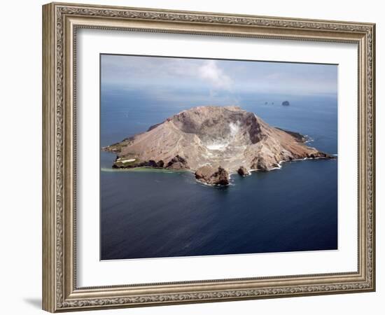 Aerial View of White Island Volcano with Central Acidic Crater Lake, Bay of Plenty, New Zealand-Stocktrek Images-Framed Photographic Print