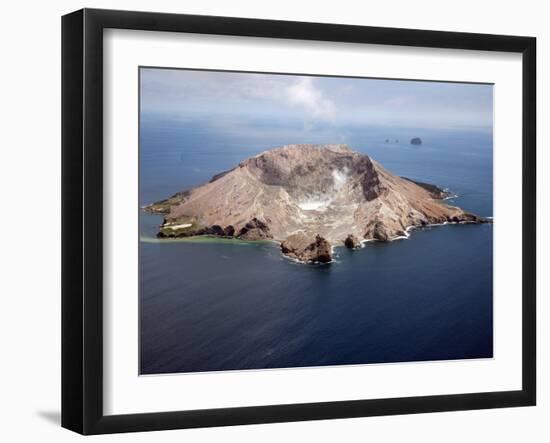 Aerial View of White Island Volcano with Central Acidic Crater Lake, Bay of Plenty, New Zealand-Stocktrek Images-Framed Photographic Print