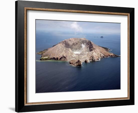 Aerial View of White Island Volcano with Central Acidic Crater Lake, Bay of Plenty, New Zealand-Stocktrek Images-Framed Photographic Print