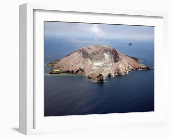 Aerial View of White Island Volcano with Central Acidic Crater Lake, Bay of Plenty, New Zealand-Stocktrek Images-Framed Photographic Print