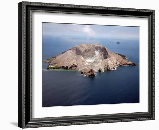 Aerial View of White Island Volcano with Central Acidic Crater Lake, Bay of Plenty, New Zealand-Stocktrek Images-Framed Photographic Print