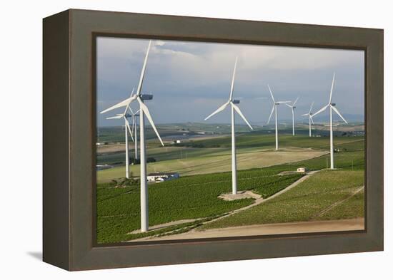 Aerial View of Wind Turbines, Andalusia, Spain-Peter Adams-Framed Premier Image Canvas